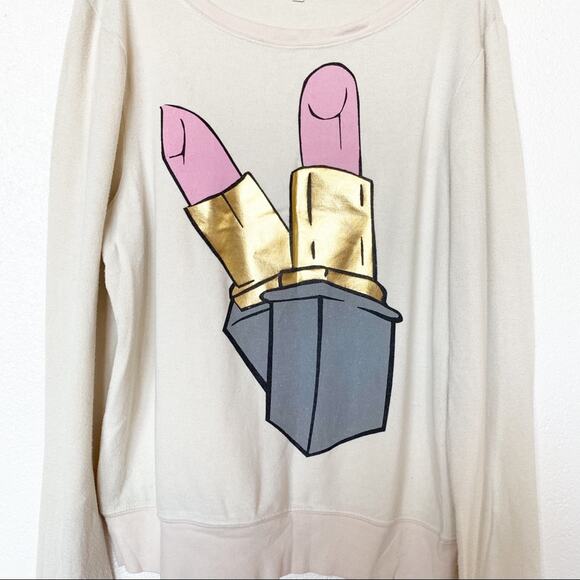 Wildfox Brigitte Lipstick Baggy Beach Sweatshirt Size Small - Picture 6 of 12